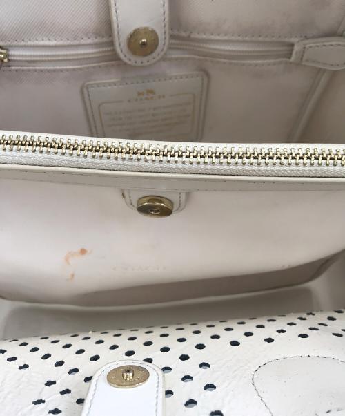 COACH（コーチ）COACH (コーチ) 2WAYバッグ ベージュ×ネイビーの古着・服飾アイテム