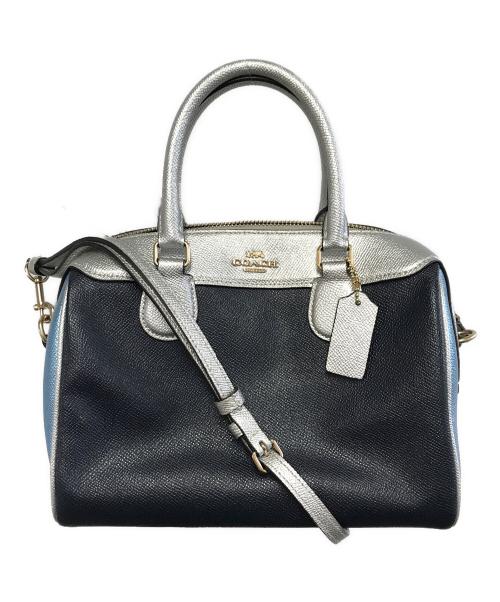 COACH（コーチ）COACH (コーチ) 2WAYバッグ シルバー×ネイビーの古着・服飾アイテム