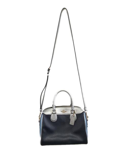 COACH（コーチ）COACH (コーチ) 2WAYバッグ シルバー×ネイビーの古着・服飾アイテム