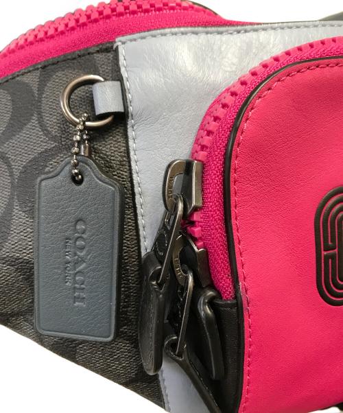 COACH（コーチ）COACH (コーチ) ウエストバッグ ピンク×ネイビーの古着・服飾アイテム