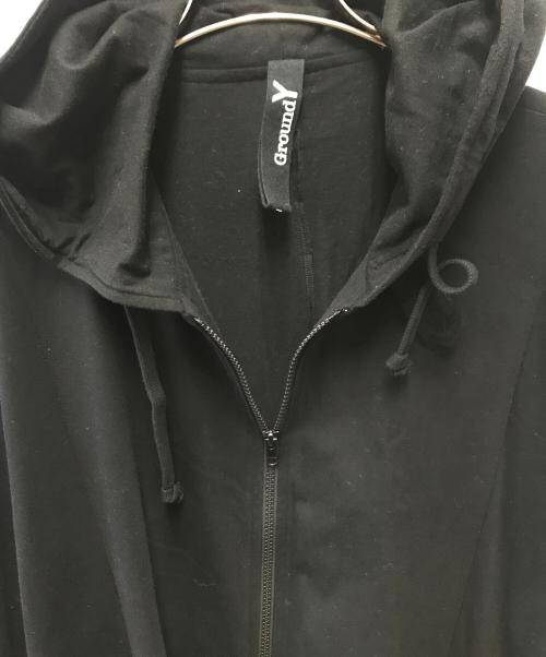 GROUND Y（グラウンドワイ）GROUND Y (グラウンドワイ) ロングフーディカーディガン ブラック サイズ:3の古着・服飾アイテム