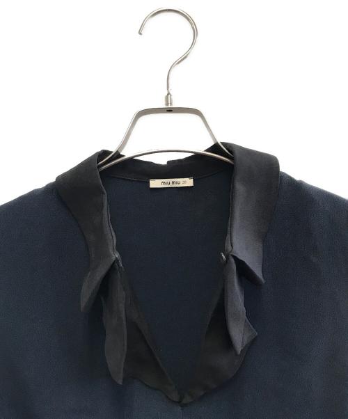 MIU MIU（ミュウミュウ）MIU MIU (ミュウミュウ) ノースリーブ・キャミソールワンピース ネイビー サイズ:38の古着・服飾アイテム