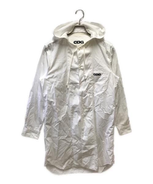 CDG（シーディージー）CDG (シーディージー) ロングシャツパーカー ホワイト サイズ:Mの古着・服飾アイテム