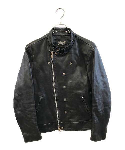 Schott（ショット）Schott (ショット) FREAK'S STORE (フリークストア) セミダブルライダースジャケット ブラック サイズ:Lの古着・服飾アイテム