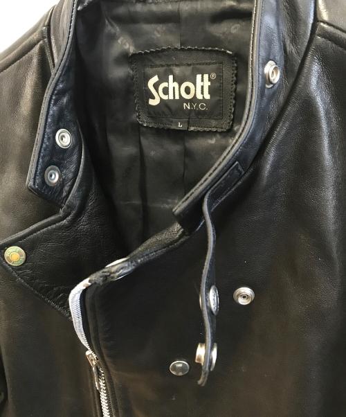 Schott（ショット）Schott (ショット) FREAK'S STORE (フリークストア) セミダブルライダースジャケット ブラック サイズ:Lの古着・服飾アイテム