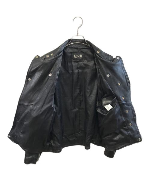 Schott（ショット）Schott (ショット) FREAK'S STORE (フリークストア) セミダブルライダースジャケット ブラック サイズ:Lの古着・服飾アイテム