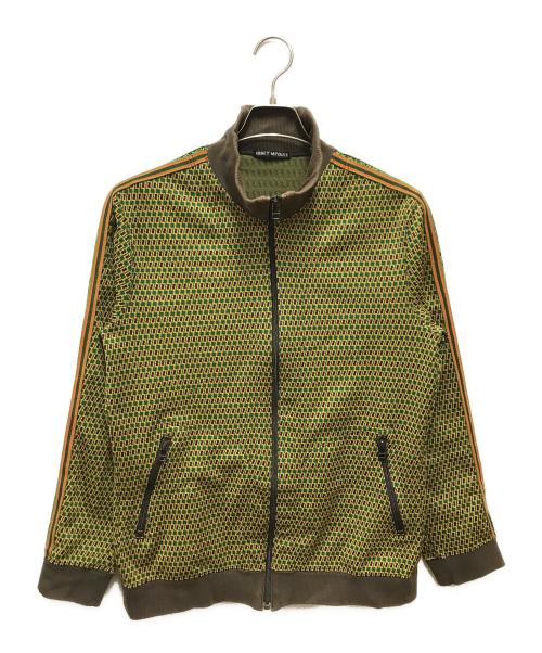 ISSEY MIYAKE（イッセイミヤケ）ISSEY MIYAKE (イッセイミヤケ) サイドライン幾何学ジャガードトラックジャケット イエロー×グリーン サイズ:2の古着・服飾アイテム