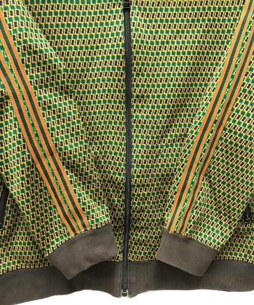 ISSEY MIYAKE（イッセイミヤケ）ISSEY MIYAKE (イッセイミヤケ) サイドライン幾何学ジャガードトラックジャケット イエロー×グリーン サイズ:2の古着・服飾アイテム