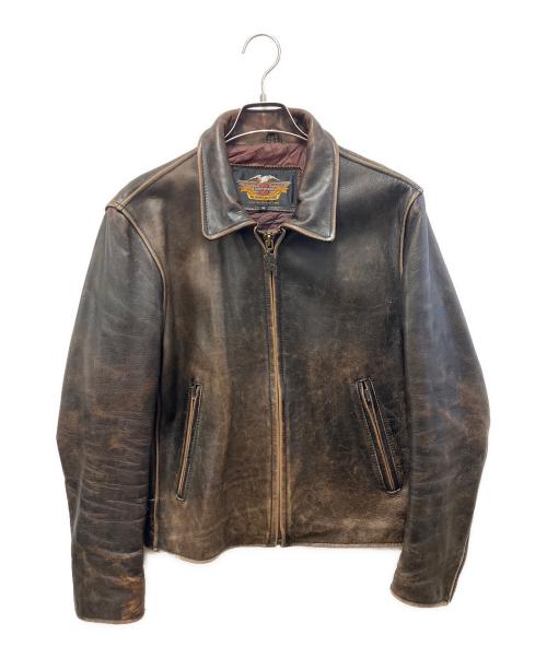 HARLEY-DAVIDSON（ハーレーダビッドソン）HARLEY-DAVIDSON (ハーレーダビッドソン) シングルライダースジャケット ブラウン サイズ:Mの古着・服飾アイテム