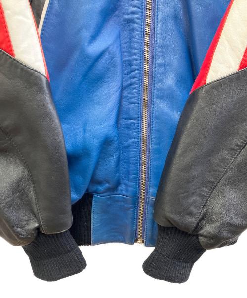 NORTH BEACH LEATHER（ノースビーチレザー）NORTH BEACH LEATHER (ノースビーチレザー) レザーブルゾン ブルー×ブラック サイズ:記載なしの古着・服飾アイテム