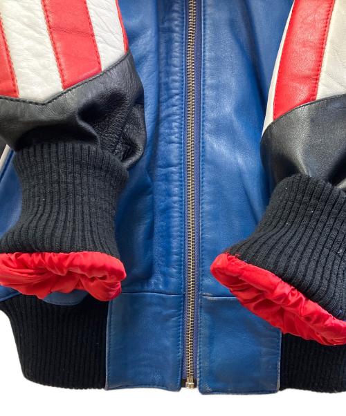 NORTH BEACH LEATHER（ノースビーチレザー）NORTH BEACH LEATHER (ノースビーチレザー) レザーブルゾン ブルー×ブラック サイズ:記載なしの古着・服飾アイテム