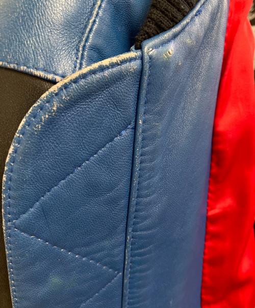 NORTH BEACH LEATHER（ノースビーチレザー）NORTH BEACH LEATHER (ノースビーチレザー) レザーブルゾン ブルー×ブラック サイズ:記載なしの古着・服飾アイテム