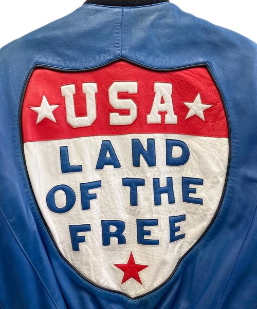 NORTH BEACH LEATHER（ノースビーチレザー）NORTH BEACH LEATHER (ノースビーチレザー) レザーブルゾン ブルー×ブラック サイズ:記載なしの古着・服飾アイテム