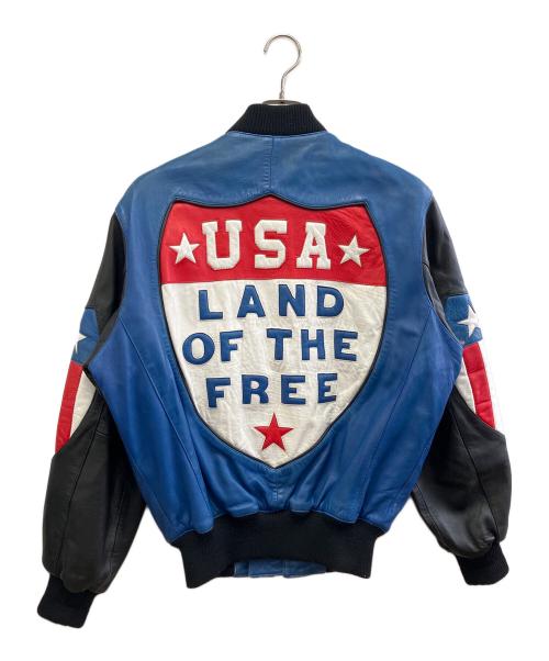 NORTH BEACH LEATHER（ノースビーチレザー）NORTH BEACH LEATHER (ノースビーチレザー) レザーブルゾン ブルー×ブラック サイズ:記載なしの古着・服飾アイテム