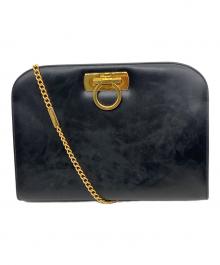Salvatore Ferragamo（サルヴァトーレ フェラガモ）の古着「チェーンショルダーバッグ」｜ブラック×ゴールド