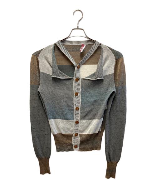 Vivienne Westwood（ヴィヴィアンウエストウッド）Vivienne Westwood (ヴィヴィアンウエストウッド) 変形カーディガン グレー×グリーン×ブラウン サイズ:Sの古着・服飾アイテム