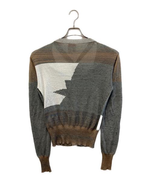 Vivienne Westwood（ヴィヴィアンウエストウッド）Vivienne Westwood (ヴィヴィアンウエストウッド) 変形カーディガン グレー×グリーン×ブラウン サイズ:Sの古着・服飾アイテム