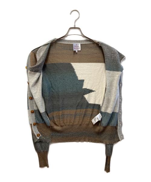 Vivienne Westwood（ヴィヴィアンウエストウッド）Vivienne Westwood (ヴィヴィアンウエストウッド) 変形カーディガン グレー×グリーン×ブラウン サイズ:Sの古着・服飾アイテム