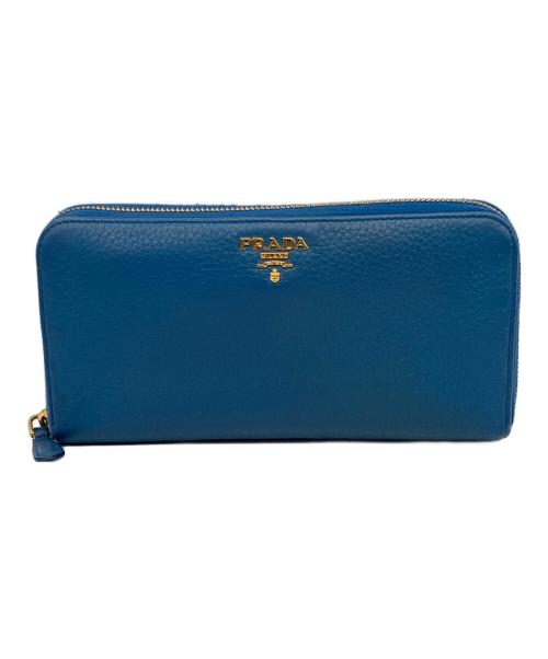 PRADA（プラダ）PRADA (プラダ) ラウンドファスナー長財布 ブルーの古着・服飾アイテム