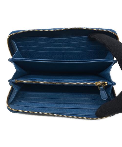 PRADA（プラダ）PRADA (プラダ) ラウンドファスナー長財布 ブルーの古着・服飾アイテム