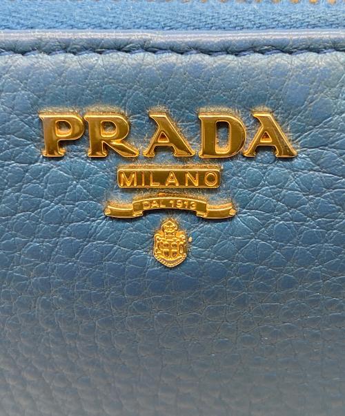 PRADA（プラダ）PRADA (プラダ) ラウンドファスナー長財布 ブルーの古着・服飾アイテム