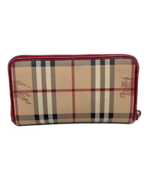 BURBERRY（バーバリー）BURBERRY (バーバリー) 長財布 ブラウン×レッドの古着・服飾アイテム