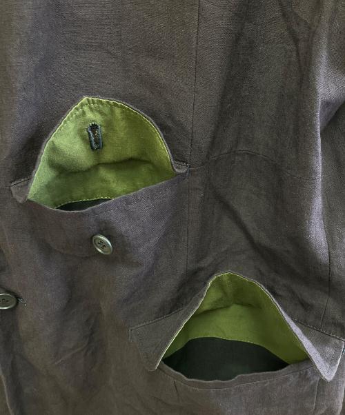 Yohji Yamamoto pour homme（ヨウジヤマモト プールオム）Yohji Yamamoto pour homme (ヨウジヤマモト プールオム) リネンコート パープル×グリーン サイズ:Mの古着・服飾アイテム