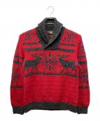 RRLダブルアールエル）の古着「ショールカラーニット」｜ブラック×レッド