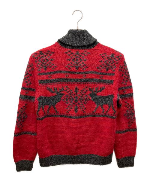 RRL（ダブルアールエル）RRL (ダブルアールエル) ショールカラーニット ブラック×レッド サイズ:Mの古着・服飾アイテム