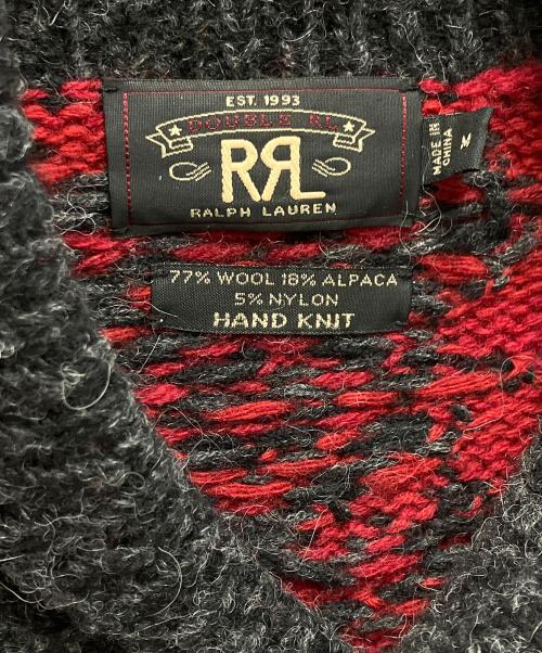 RRL（ダブルアールエル）RRL (ダブルアールエル) ショールカラーニット ブラック×レッド サイズ:Mの古着・服飾アイテム