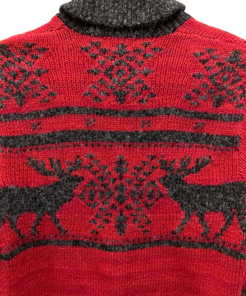 RRL（ダブルアールエル）RRL (ダブルアールエル) ショールカラーニット ブラック×レッド サイズ:Mの古着・服飾アイテム