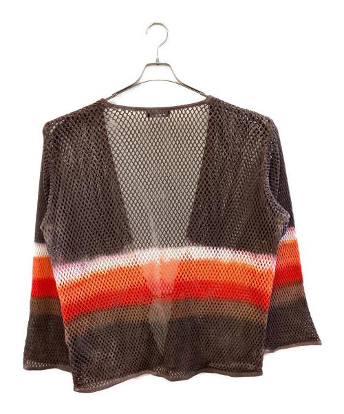 Lamrof（ラムロフ）LAMROF (ラムロフ) 厚手カーディガン ブラウン×オレンジ サイズ:Fの古着・服飾アイテム