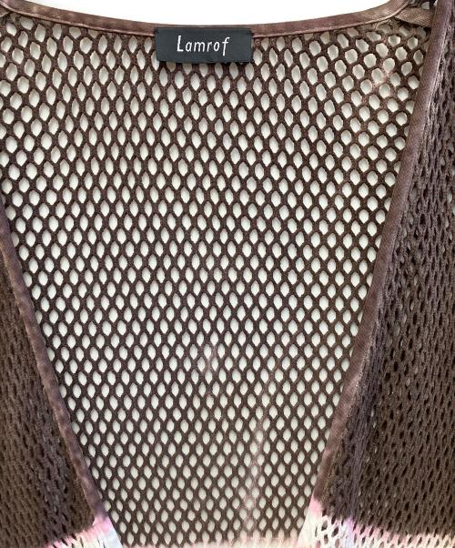 Lamrof（ラムロフ）LAMROF (ラムロフ) 厚手カーディガン ブラウン×オレンジ サイズ:Fの古着・服飾アイテム