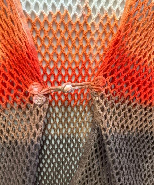 Lamrof（ラムロフ）LAMROF (ラムロフ) 厚手カーディガン ブラウン×オレンジ サイズ:Fの古着・服飾アイテム