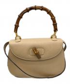 GUCCIグッチ）の古着「バンブーターンロックハンドバッグ」｜ベージュ