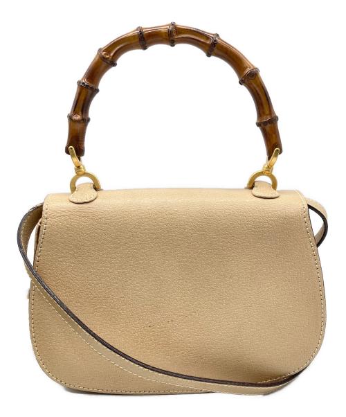 GUCCI（グッチ）GUCCI (グッチ) バンブーターンロックハンドバッグ ベージュの古着・服飾アイテム