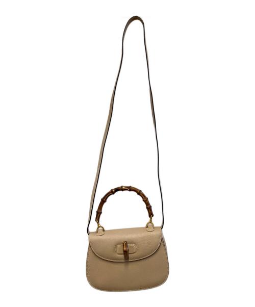 GUCCI（グッチ）GUCCI (グッチ) バンブーターンロックハンドバッグ ベージュの古着・服飾アイテム