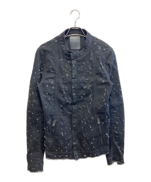 fagassent（ファガッセン）fagassent (ファガッセン) フルクラッシュ ストレッチデニムライダースジャケット ブラック サイズ:2の古着・服飾アイテム