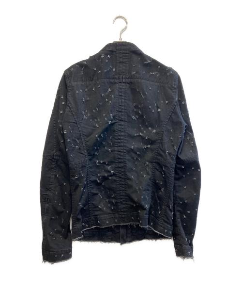 fagassent（ファガッセン）fagassent (ファガッセン) フルクラッシュ ストレッチデニムライダースジャケット ブラック サイズ:2の古着・服飾アイテム