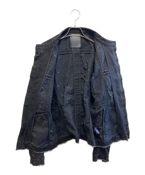 fagassent（ファガッセン）fagassent (ファガッセン) フルクラッシュ ストレッチデニムライダースジャケット ブラック サイズ:2の古着・服飾アイテム