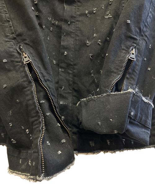 fagassent（ファガッセン）fagassent (ファガッセン) フルクラッシュ ストレッチデニムライダースジャケット ブラック サイズ:2の古着・服飾アイテム