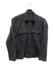 Toironier（トワロニエ）の古着「プリーツドレープシャツジャケット」｜ブラック