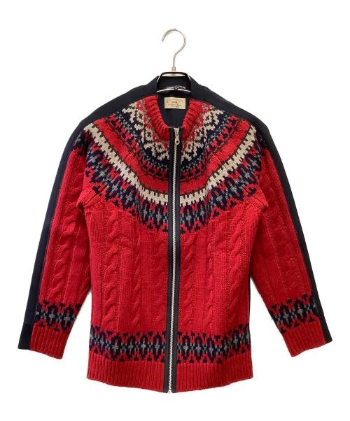 gim（ジム）gim (ジム) COMME des GARCONS HOMME (コムデギャルソン オム) ニットパーカー レッド×ネイビー サイズ:Sの古着・服飾アイテム