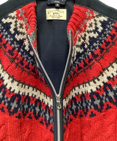 gim（ジム）gim (ジム) COMME des GARCONS HOMME (コムデギャルソン オム) ニットパーカー レッド×ネイビー サイズ:Sの古着・服飾アイテム