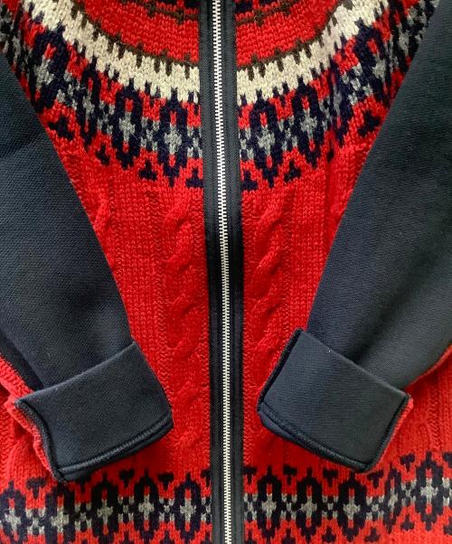 gim（ジム）gim (ジム) COMME des GARCONS HOMME (コムデギャルソン オム) ニットパーカー レッド×ネイビー サイズ:Sの古着・服飾アイテム