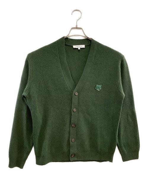 maison kitsune（メゾンキツネ）MAISON KITSUNE (メゾンキツネ) ニットカーディガン グリーン サイズ:Mの古着・服飾アイテム