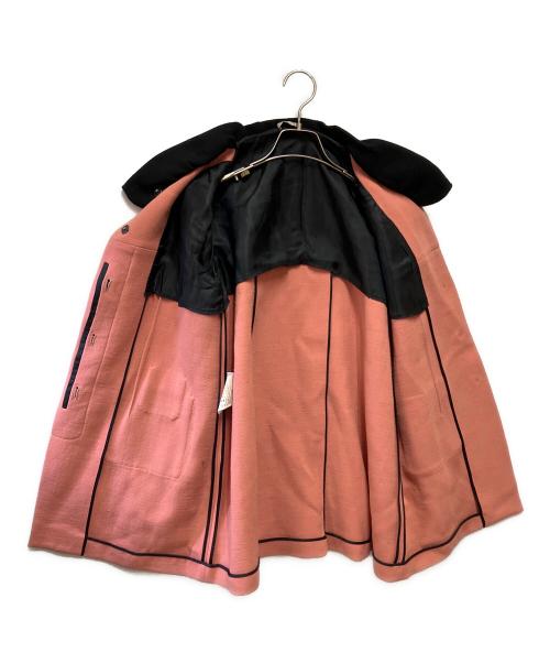MIU MIU（ミュウミュウ）MIU MIU (ミュウミュウ) スタンドカラーコート ピンク×ブラック サイズ:42の古着・服飾アイテム
