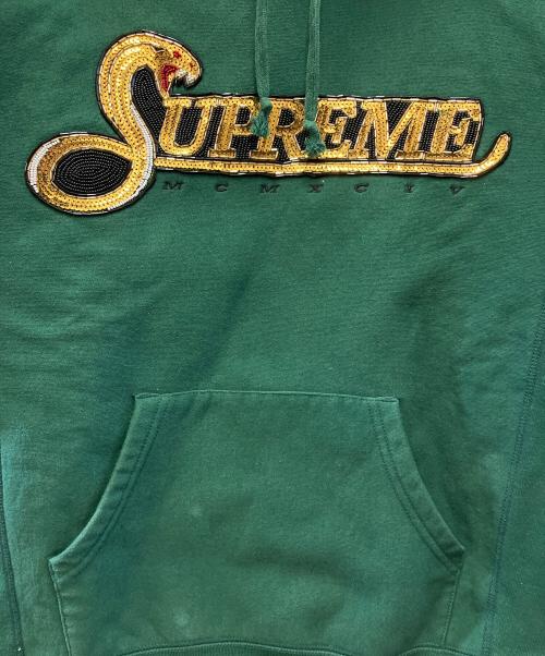 SUPREME（シュプリーム）SUPREME (シュプリーム) Sequin Viper Hooded Sweatshirt グリーン サイズ:Mの古着・服飾アイテム
