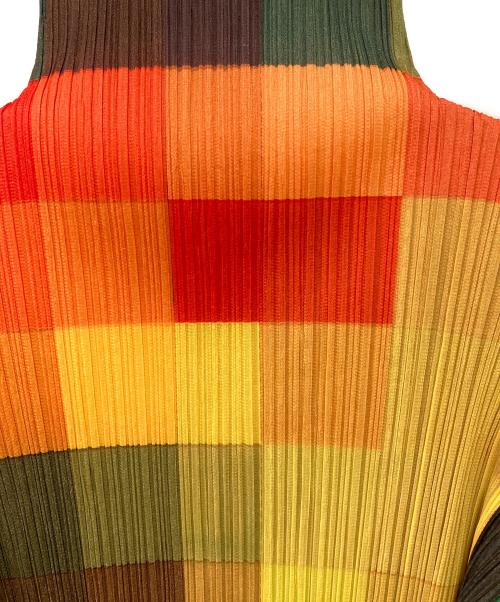 PLEATS PLEASE（プリーツプリーズ）PLEATS PLEASE (プリーツプリーズ) プリーツブラウス イエロー×オレンジ サイズ:3の古着・服飾アイテム