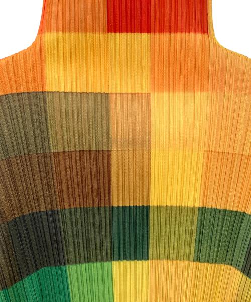 PLEATS PLEASE（プリーツプリーズ）PLEATS PLEASE (プリーツプリーズ) プリーツブラウス イエロー×オレンジ サイズ:3の古着・服飾アイテム